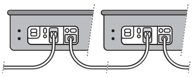 Diagram displaying the back of voting machines that are daisy chained together
