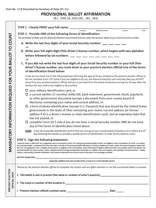 Ohio form in 2012