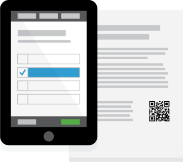 Remote ballot marking (logo: tablet and printed ballot)