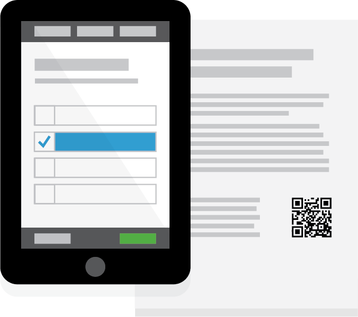 Remote ballot marking (logo: tablet and printed ballot)