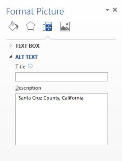 Screen shot showing where to enter the alt text
