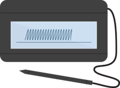 Signature on a customer kiosk signature pag