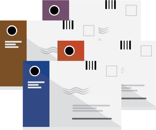 Icon showing illustration of various vote-by-mail envelopes