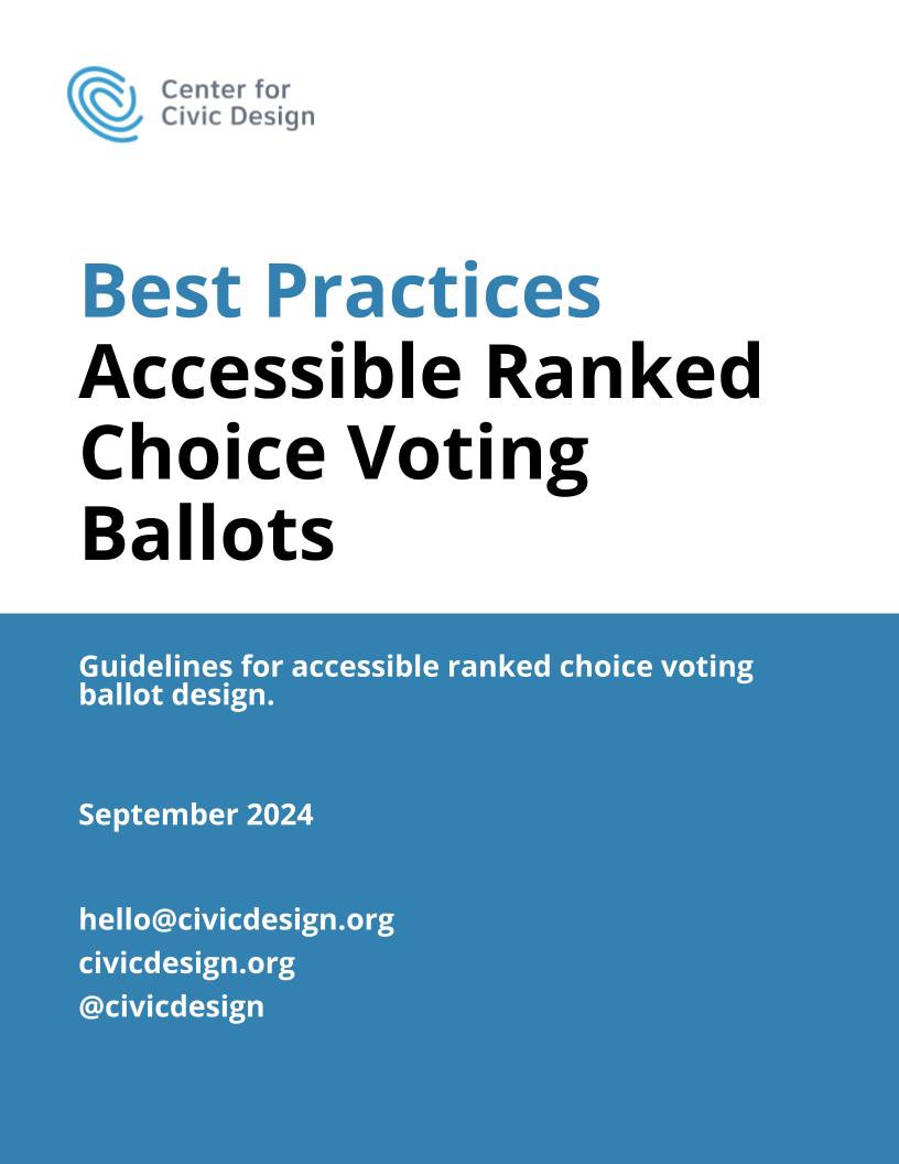 Cover of Best Practices: Accessible RCV Ballot Design