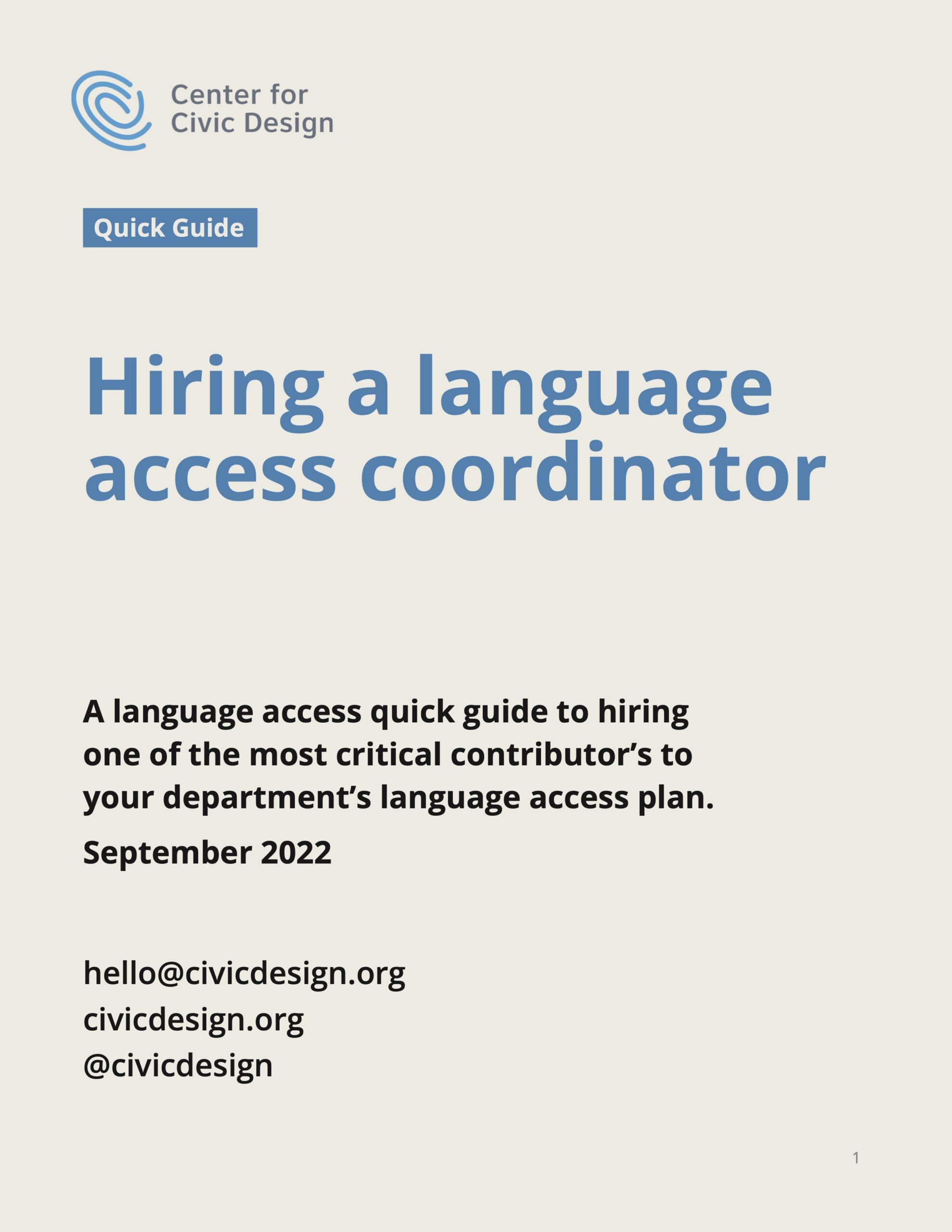 Cover: Hiring a language access coordinator