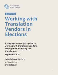 Cover: Working with Translation Vendors in Elections