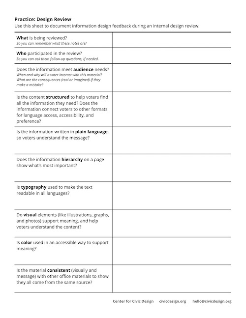 Conversation guide template with two columns