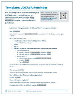 Cover of UOCAVA email template